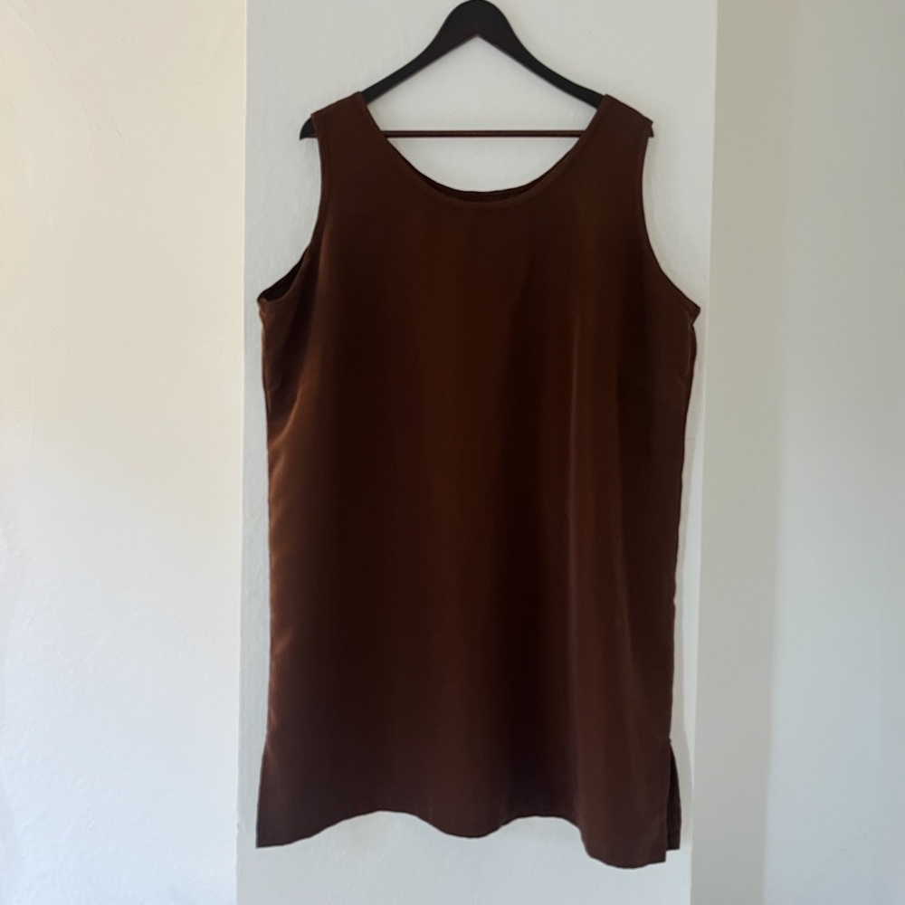 Vintage Slip Shift Tank Mini Dress Brown